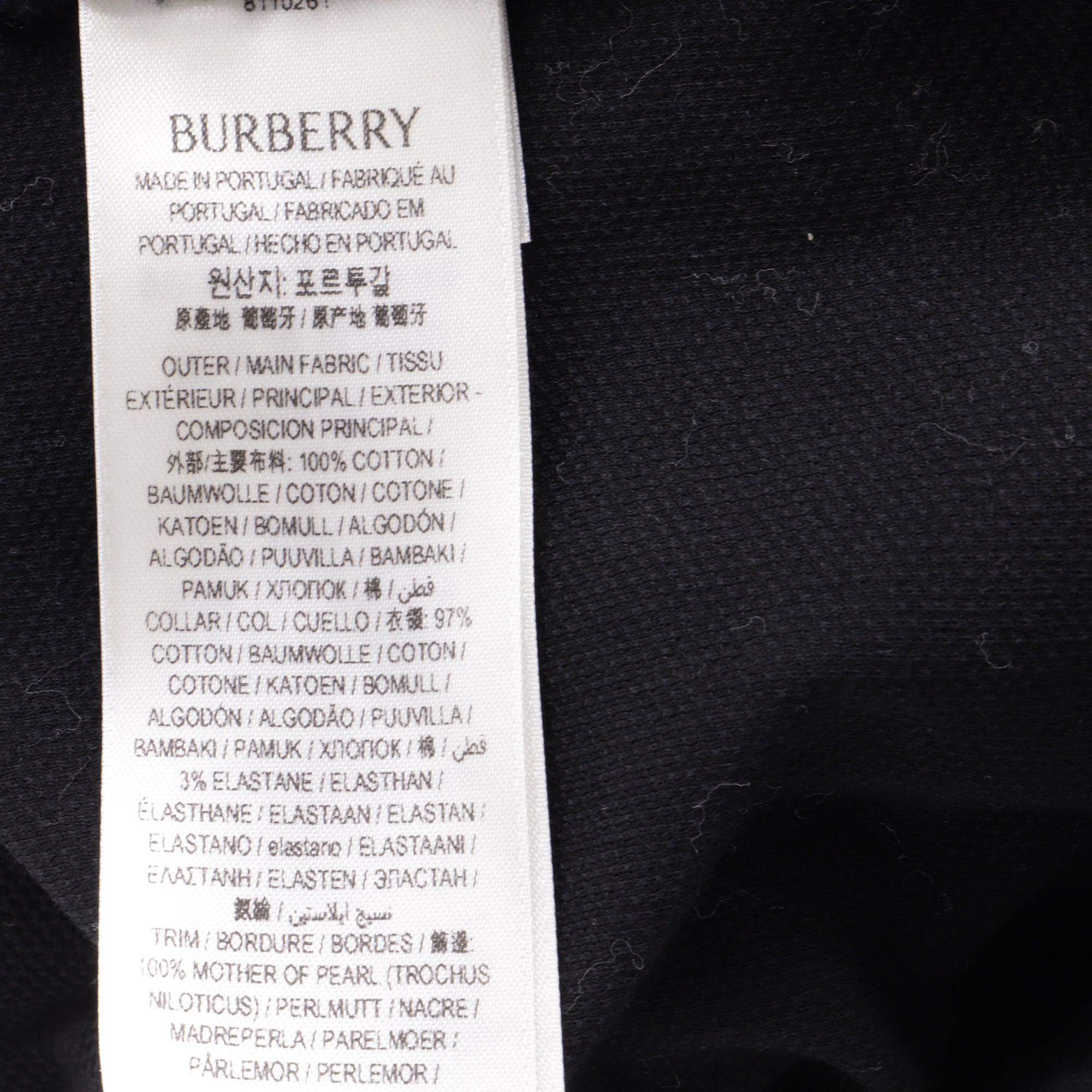 Burberry Logo-Embroidered Polo Shirt in Black Cotton