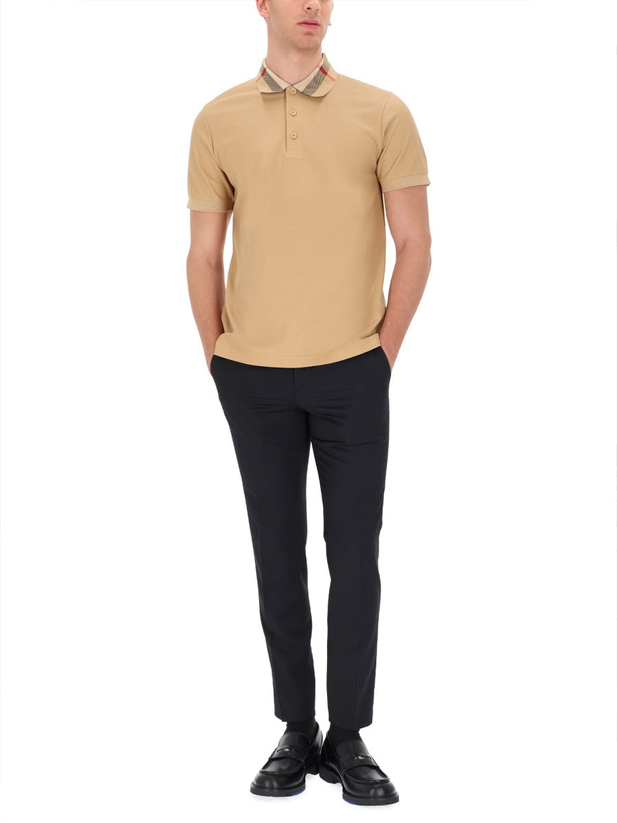 Neutrals Check Patterned Collar Polo Shirt