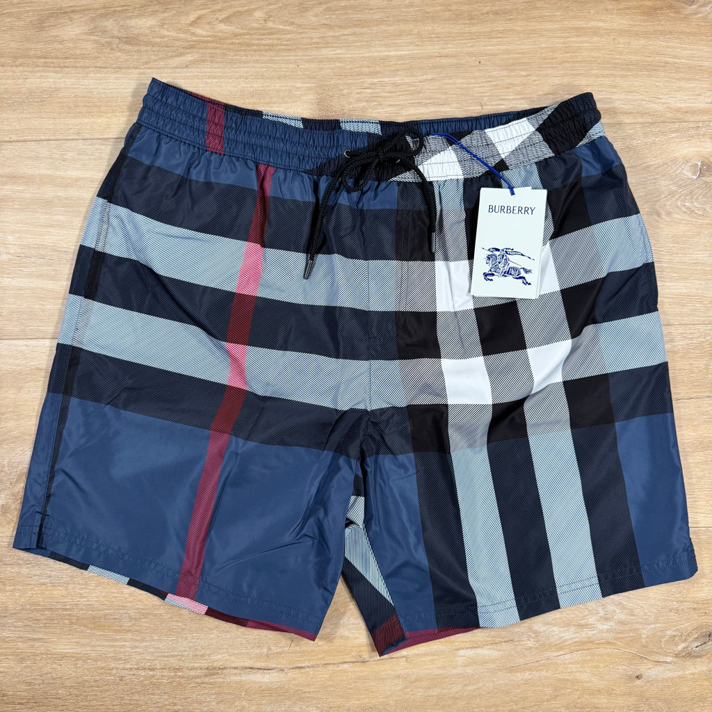 Burberry Check Swim Shorts in Carbon Blue
