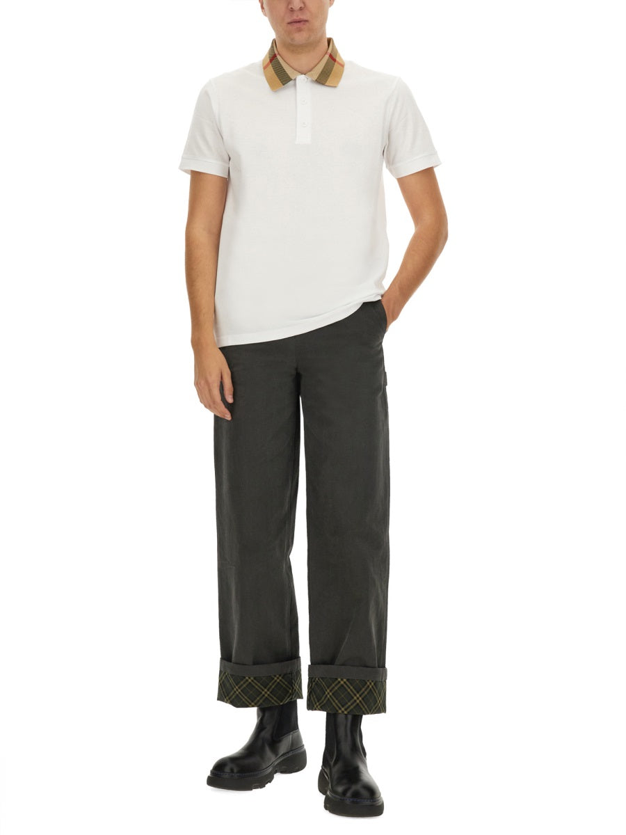 Slim Fit Check Collar Cotton Polo Shirt
