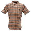Short-Sleeved Checked Shirt With Classic Collar And Curved Hem