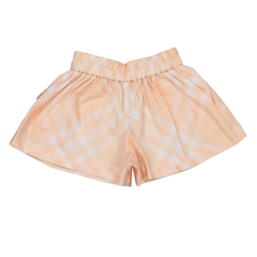 Burberry Girls Peach Cotton Check Shorts