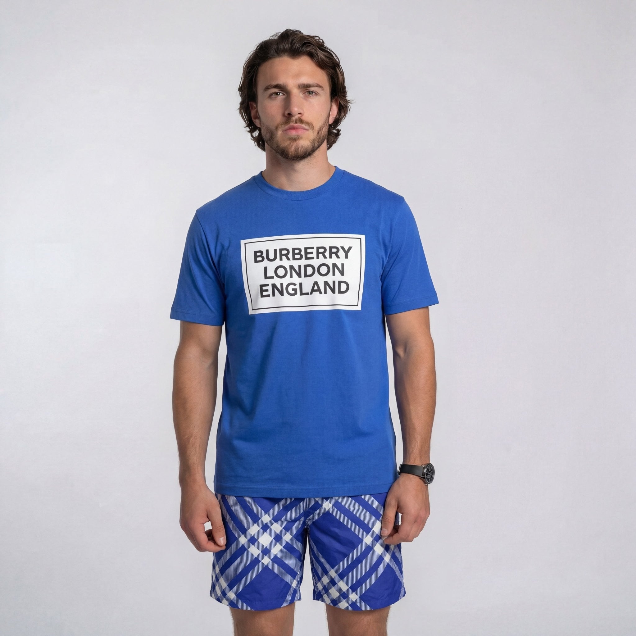 Burberry Swim Shorts in Signature Knight Check Blue