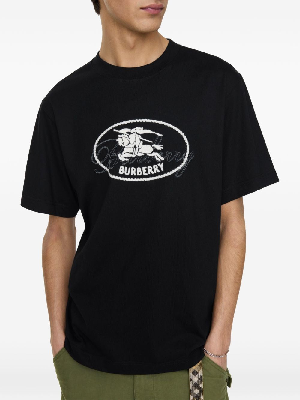 Burberry Men Cotton T-Shirt With Knight Stamp