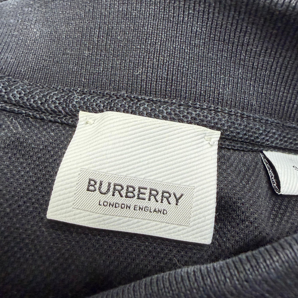 Burberry Luckland Logo Print Polo in Black Cotton