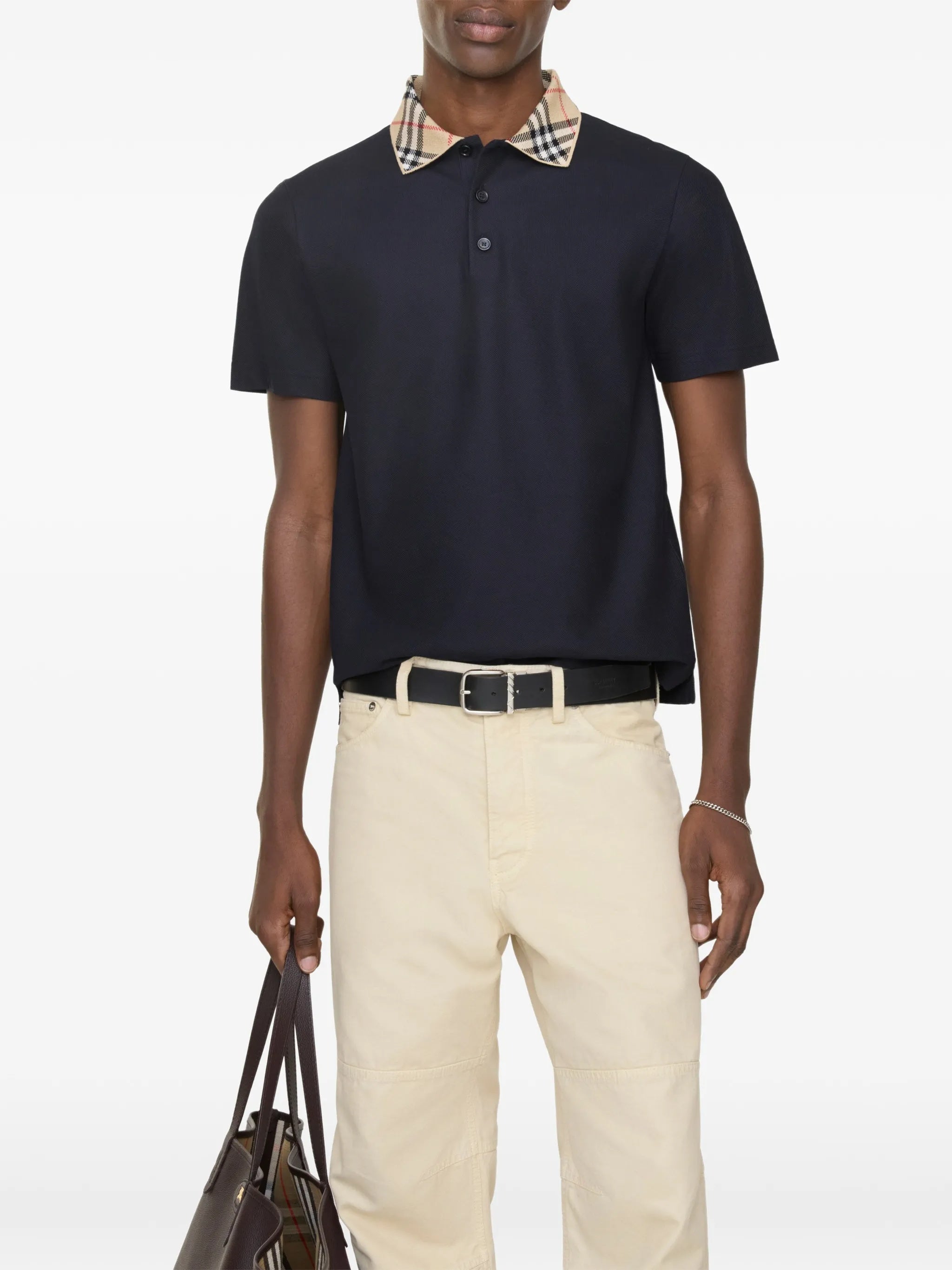 Classic Fit Polo Shirt with Checkered Collar
