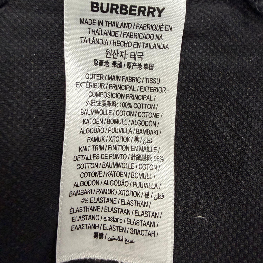 Burberry Luckland Logo Print Polo in Black Cotton
